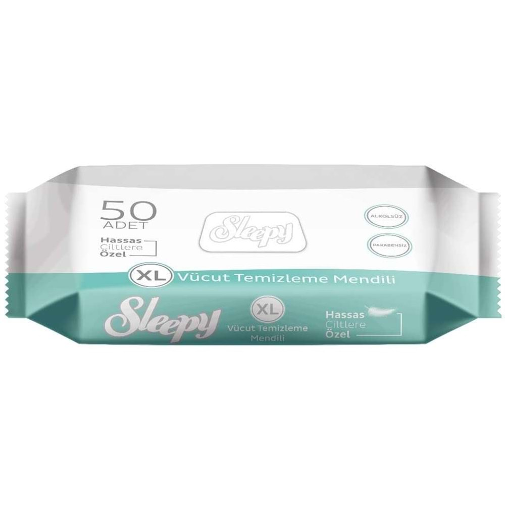 Sleepy Hasta Vücut Temizleme Islak Mendil Havlu 50 Yaprak XL (5 Li Set)