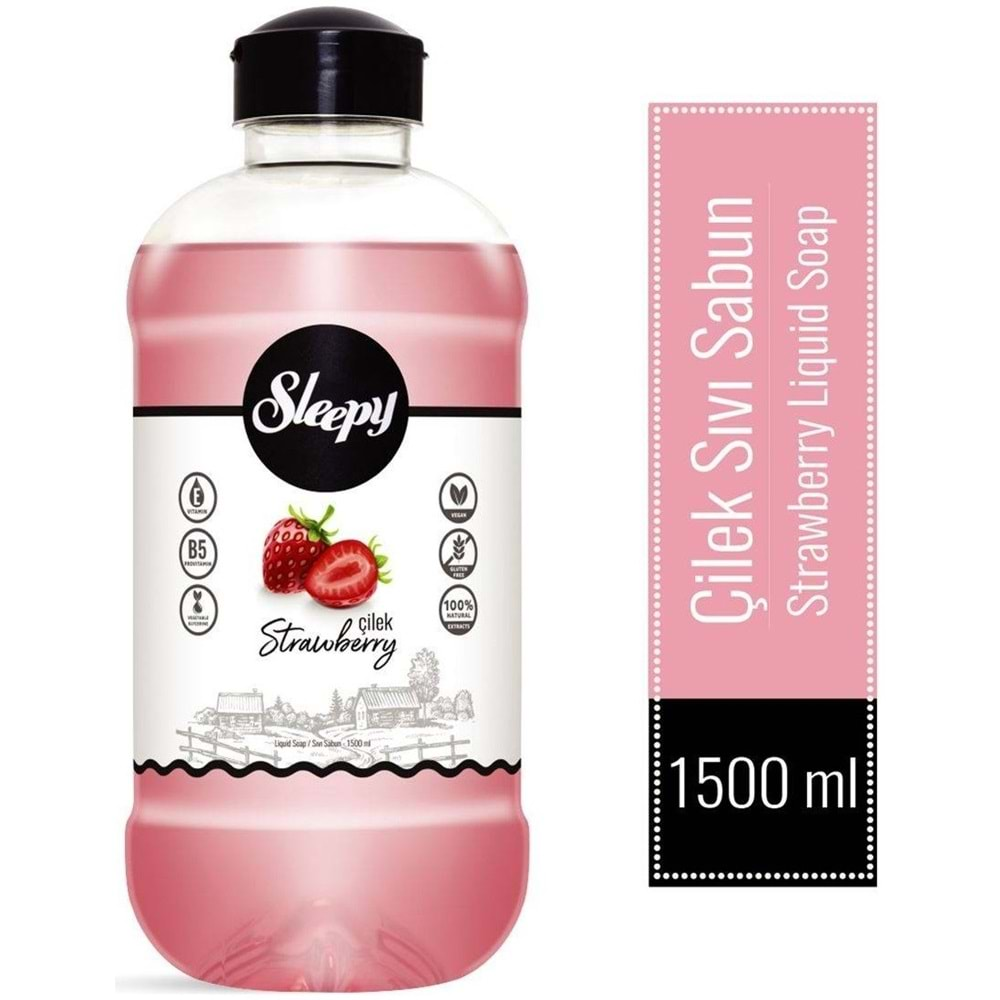 Sleepy Sıvı Sabun 1500ML Strawberry/Çilek (12 Li Set)