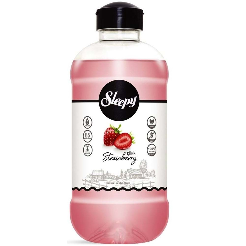 Sleepy Sıvı Sabun 1500ML Strawberry/Çilek (12 Li Set)