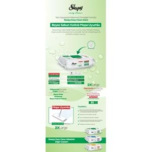 Sleepy Easy Clean Yüzey Temizlik Havlusu 80 Yaprak Beyaz Sabun/Mopa Uyumlu (2 Li Set) 160 Yaprak