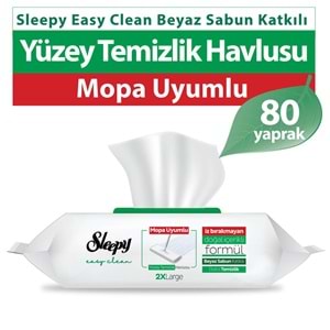 Sleepy Easy Clean Yüzey Temizlik Havlusu 80 Yaprak Beyaz Sabun/Mopa Uyumlu (9 Lu Set) 720 Yaprak