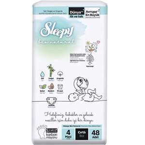 Sleepy Bebek Bezi Bio Natural Beden:4 (7-14KG) Maxi 288 Adet Süper Ekonomik Mega Pk