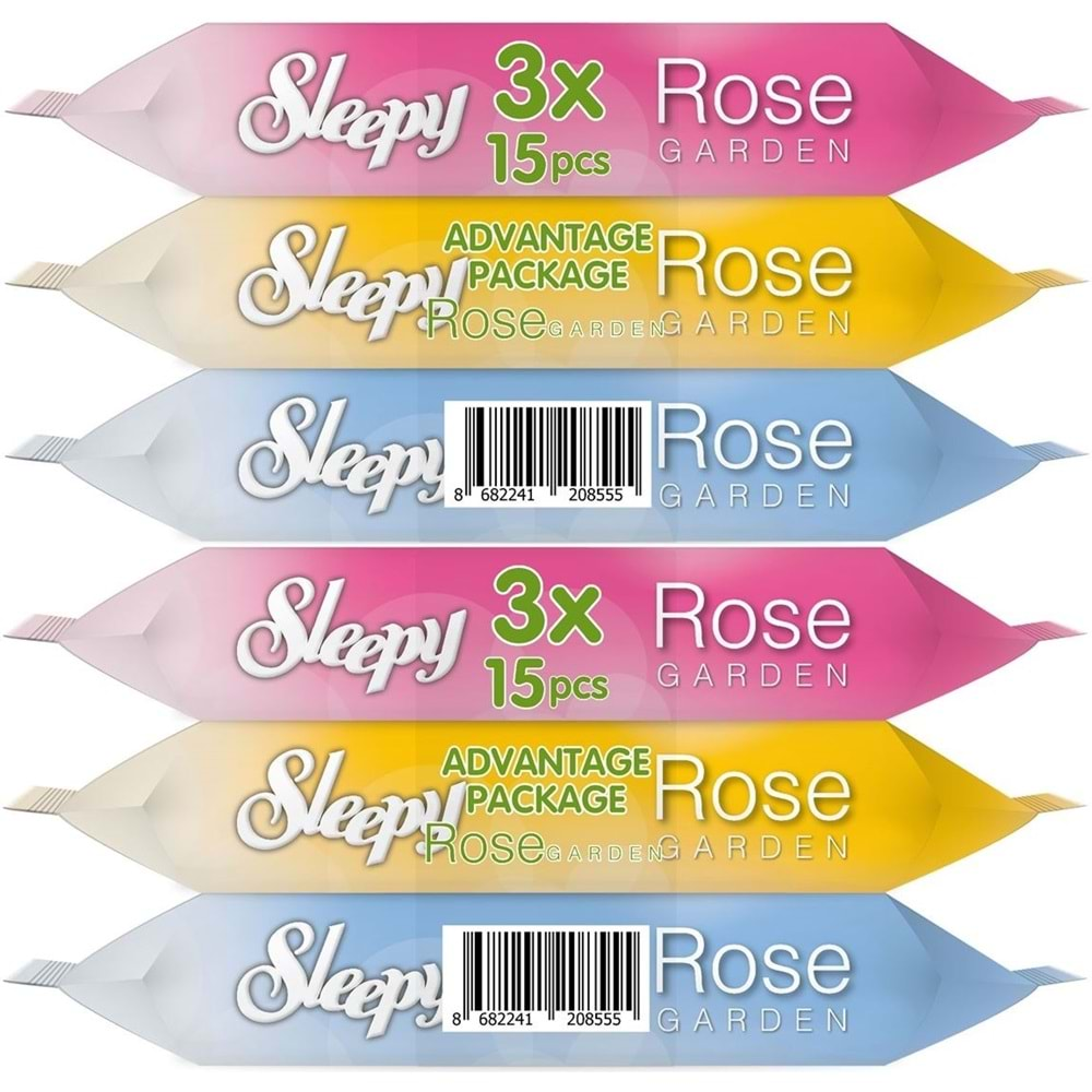 Sleepy Islak Havlu Cep Mendil 15 Yaprak (6 Lı Set) Travel Pk Rose/Garden (2PK*3) 90 Yaprak