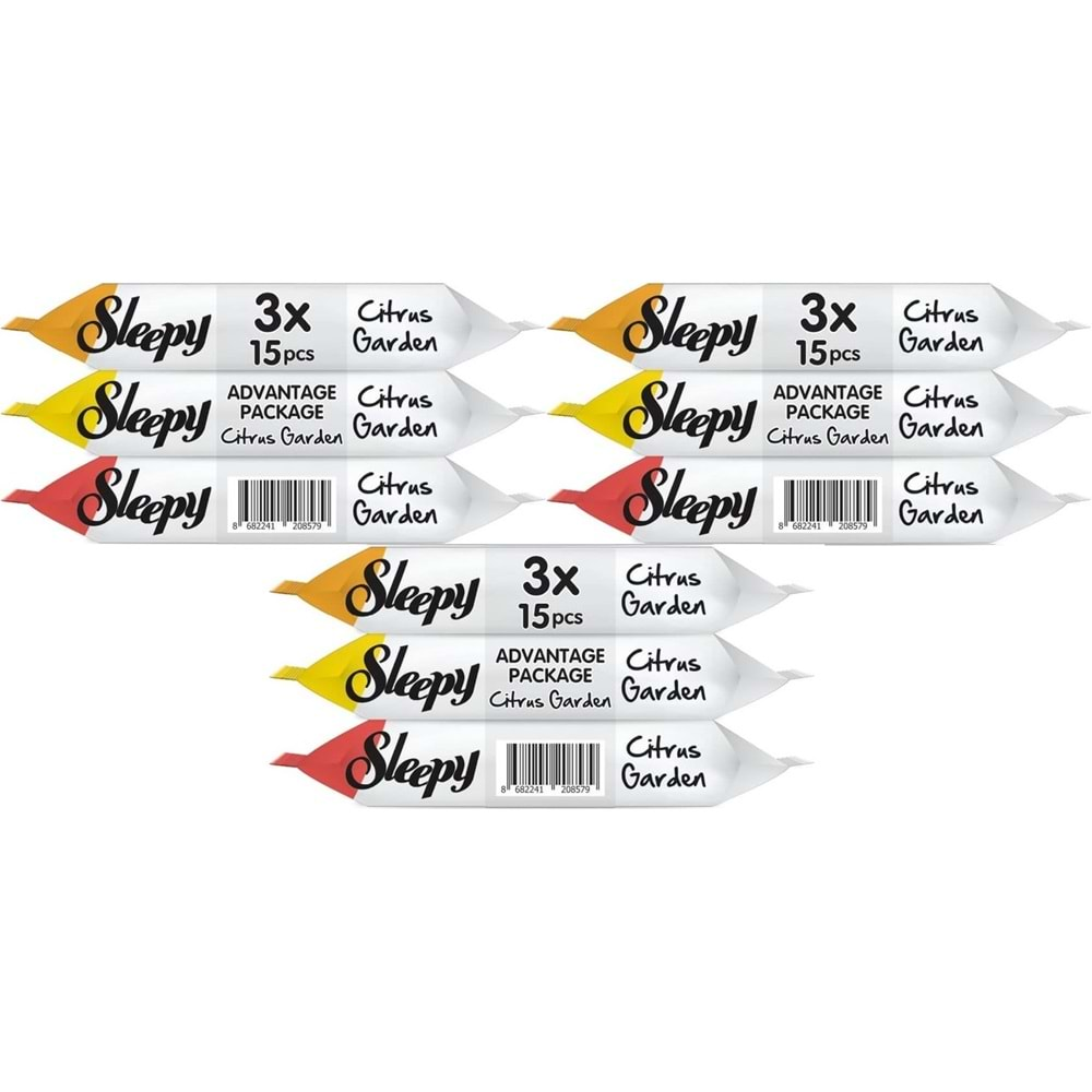 Sleepy Islak Havlu Cep Mendil 15 Yaprak (9 Lu Set) Narenciye Bahçesi/Citrus (3PK*3) 135 Yaprak