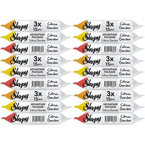 Sleepy Islak Havlu Cep Mendil 15 Yaprak (18 Li Set) Narenciye Bahçesi/Citrus (6PK*3) 270 Yaprak