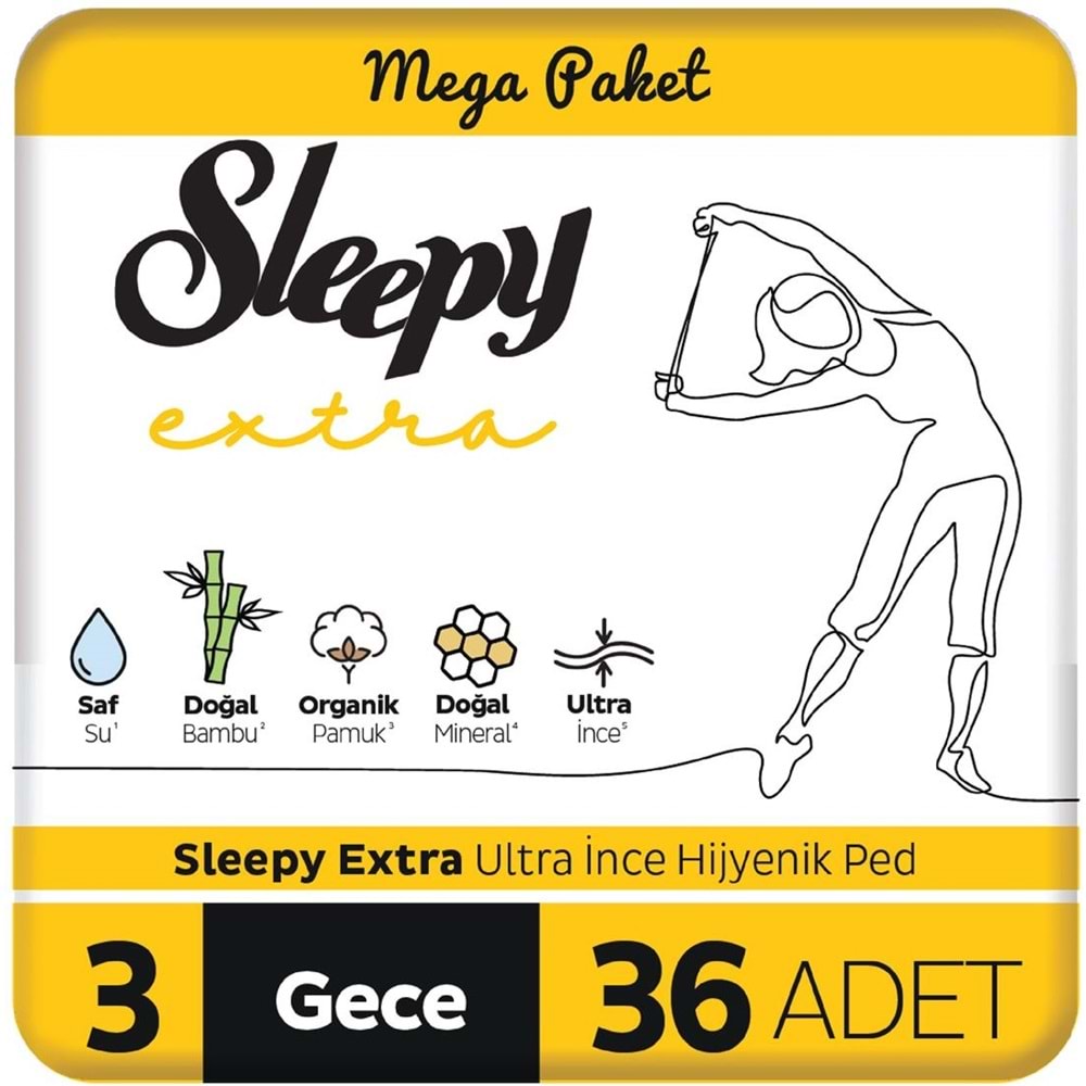 Sleepy Extra Hijyenik Ped Gece 648 Adet Mega Pk (18PK*36)