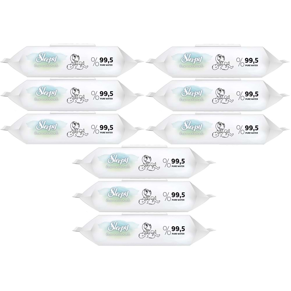 Sleepy Islak Havlu Mendil Bio Natural 40 Yaprak Yeni Doğan (9 Lu Set) Plastik Kapaklı 360 Yaprak