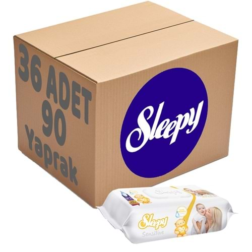 Sleepy Islak Havlu Mendil 90 Yaprak Sensitive 36 Lı Set Plastik Kapaklı