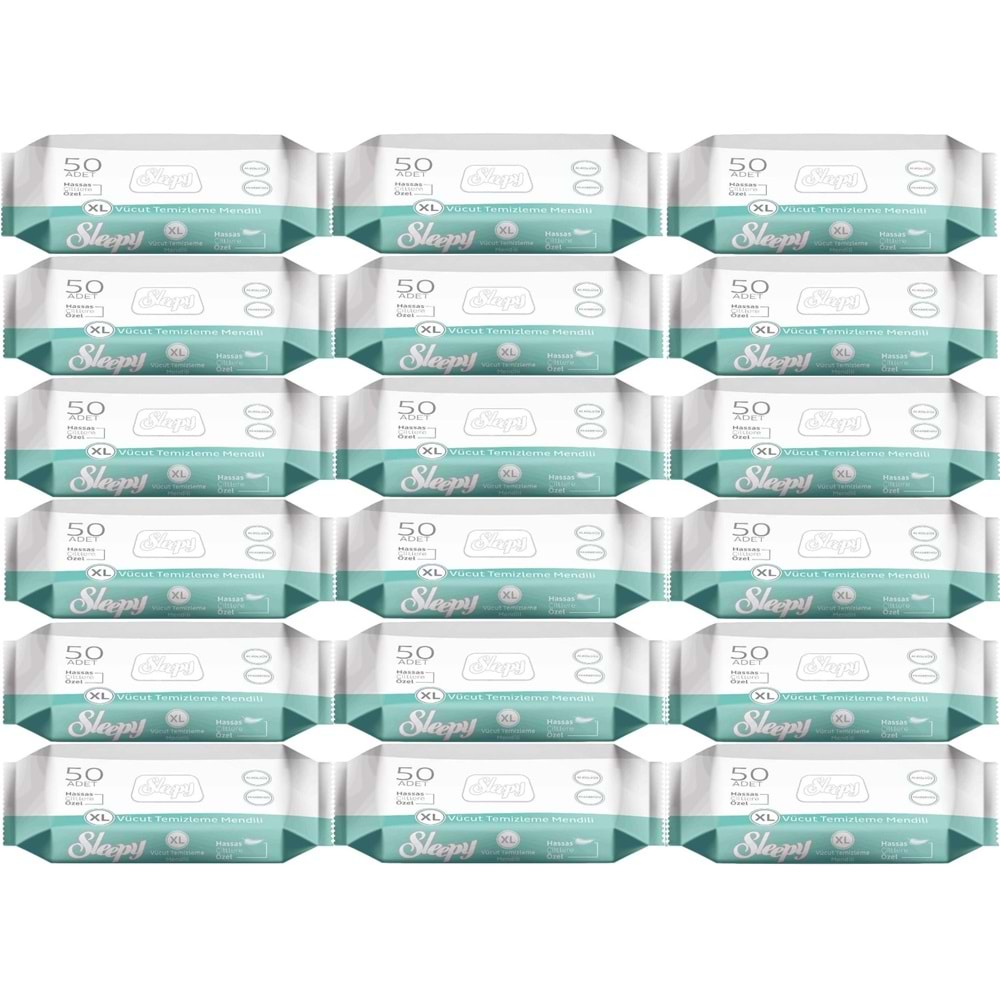 Sleepy Hasta Vücut Temizleme Islak Mendil Havlu 50 Yaprak XL 18 Li Set (3Pk*6)