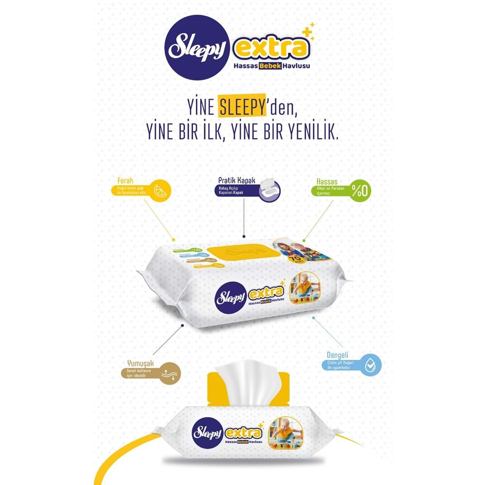 Sleepy Islak Havlu Mendil 70 Yaprak Extra Plastik Kapaklı (48 Li Set) 3360 Yaprak