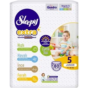 Sleepy Bebek Bezi Extra Beden:5 (11-18Kg) Junior 480 Adet Ekstra Ultra Pk (6PK*80)