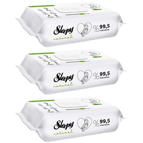 Sleepy Islak Havlu Mendil 90 Yaprak Natural Yenidoğan 3 Lü Set 270 Yaprak Plastik Kapaklı