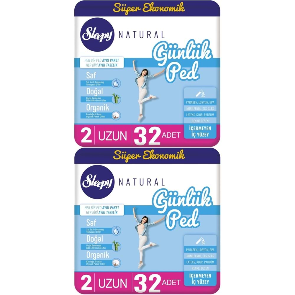 Sleepy Natural Günlük Ped Uzun 64 Adet Süper Ekonomik Pk (2PK*32)