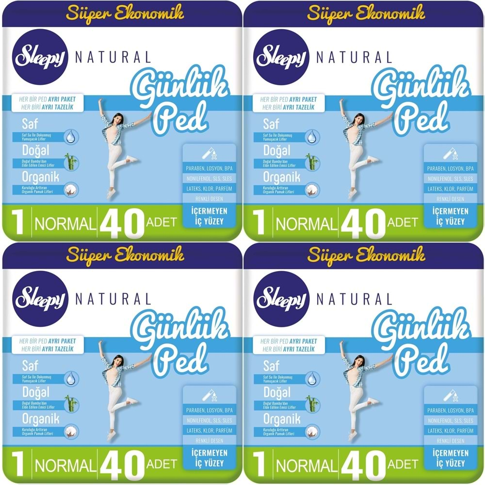 Sleepy Natural Günlük Ped Normal 160 Adet Süper Ekonomik Pk (4PK*40)