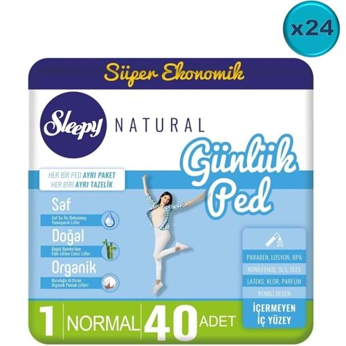 Sleepy Natural Günlük Ped Normal 960 Adet Süper Ekonomik Pk (24PK*40)