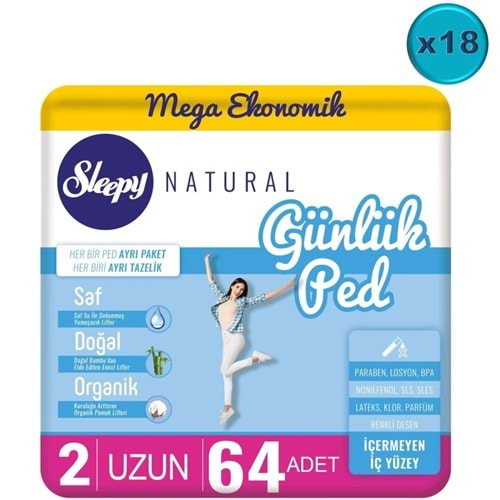 Sleepy Natural Günlük Ped Uzun 1152 Adet Mega Pk (18PK*64)