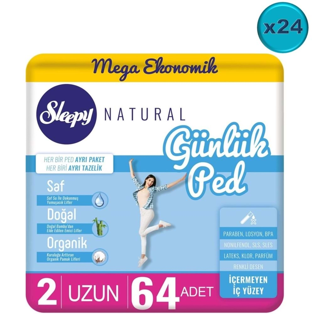 Sleepy Natural Günlük Ped Uzun 1536 Adet Mega Pk (24PK*64)