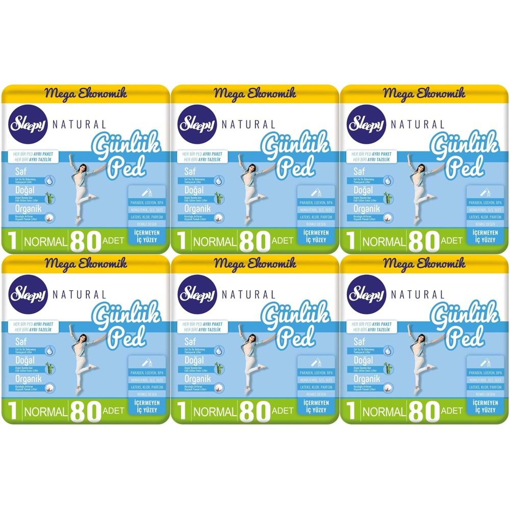 Sleepy Natural Günlük Ped Normal 480 Adet Mega Pk (6PK*80)