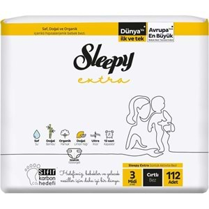 Sleepy Bebek Bezi Extra Beden:3 (4-10KG) Midi 224 Adet Ekonomik Ultra Pk (2PK*112)