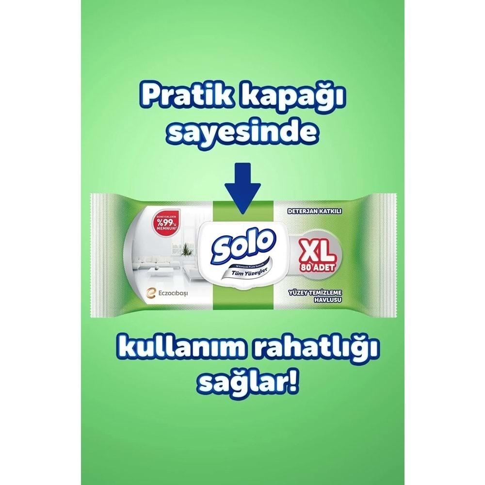 Solo Yüzey Temizlik Havlusu 80 Yaprak XL Deterjan Katkılı Plastik Kapaklı (4 Lü Set) 320 Yaprak