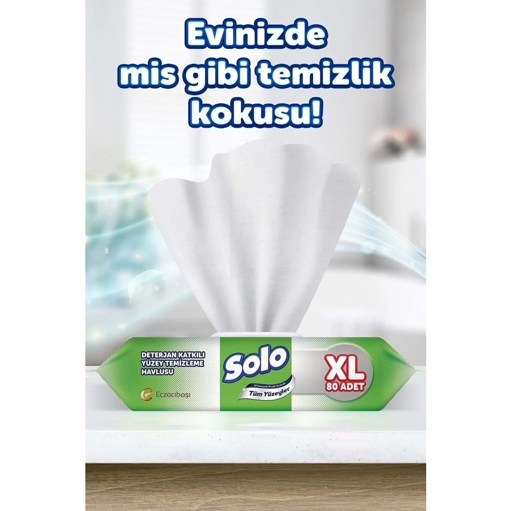 Solo Yüzey Temizlik Havlusu 80 Yaprak XL Deterjan Katkılı Plastik Kapaklı (4 Lü Set) 320 Yaprak