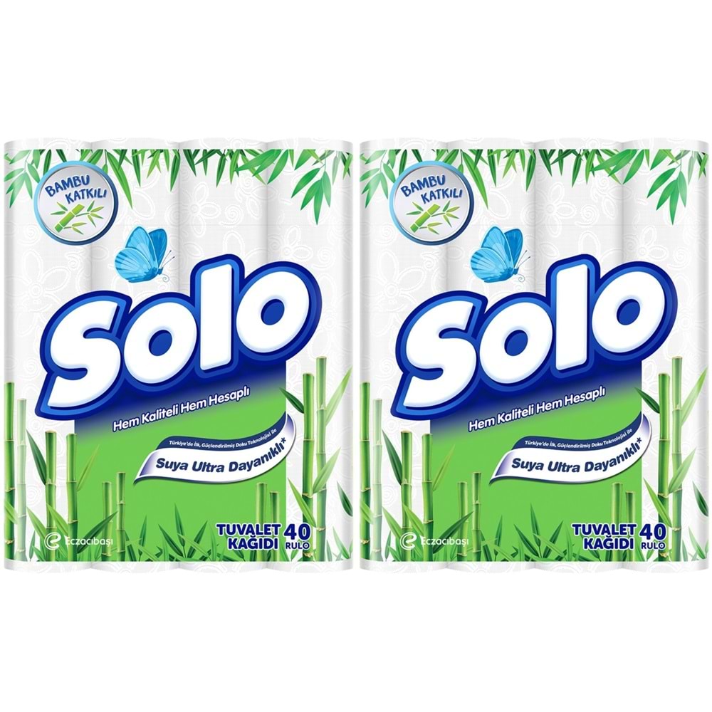 Solo Tuvalet Kağıdı Çift Katlı 40 Li Pk Bambulu Katkılı (2 Li Set)