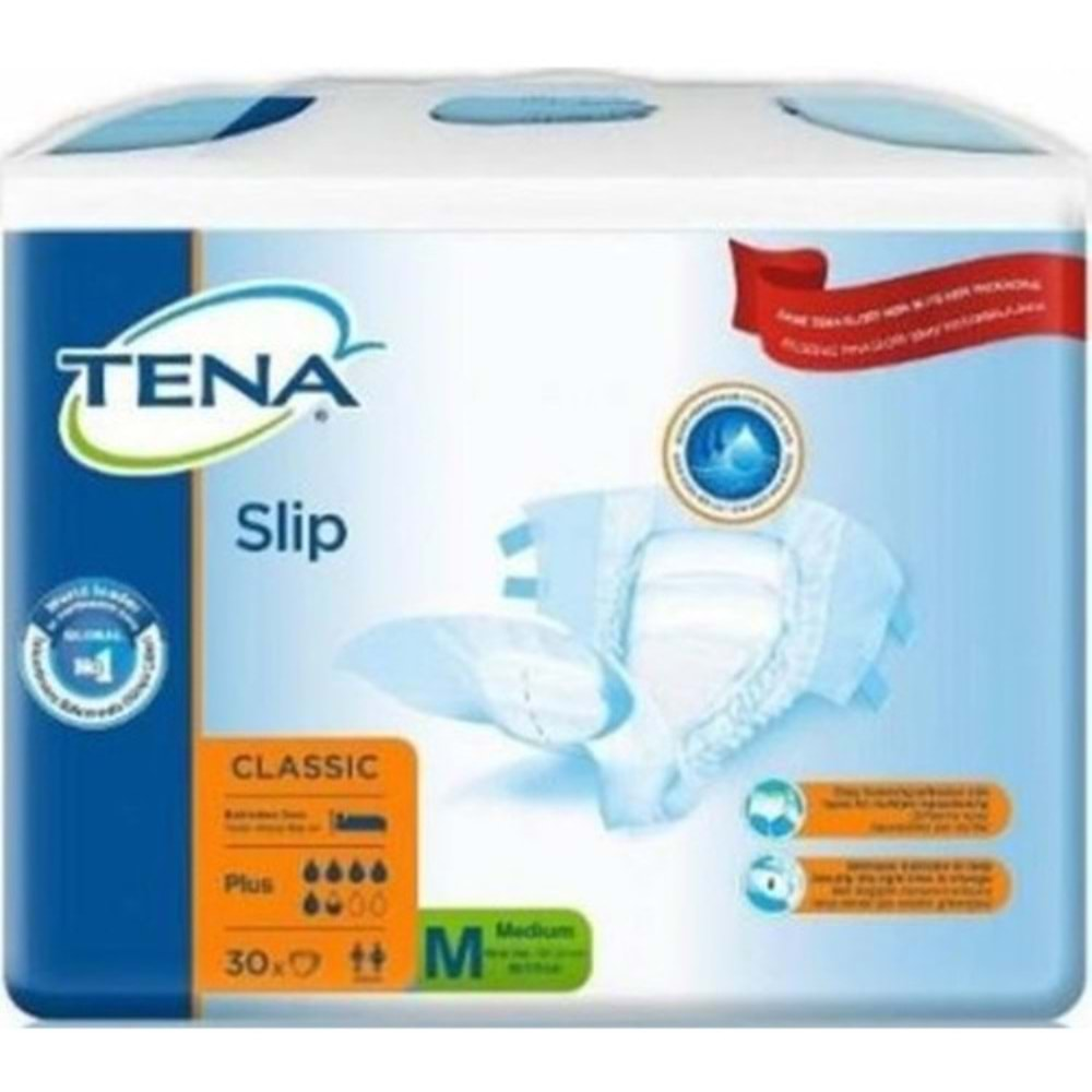 Tena Slip Polietilen Bel Bantlı Hasta Bezi M-Orta 90 Adet (3PK*30)