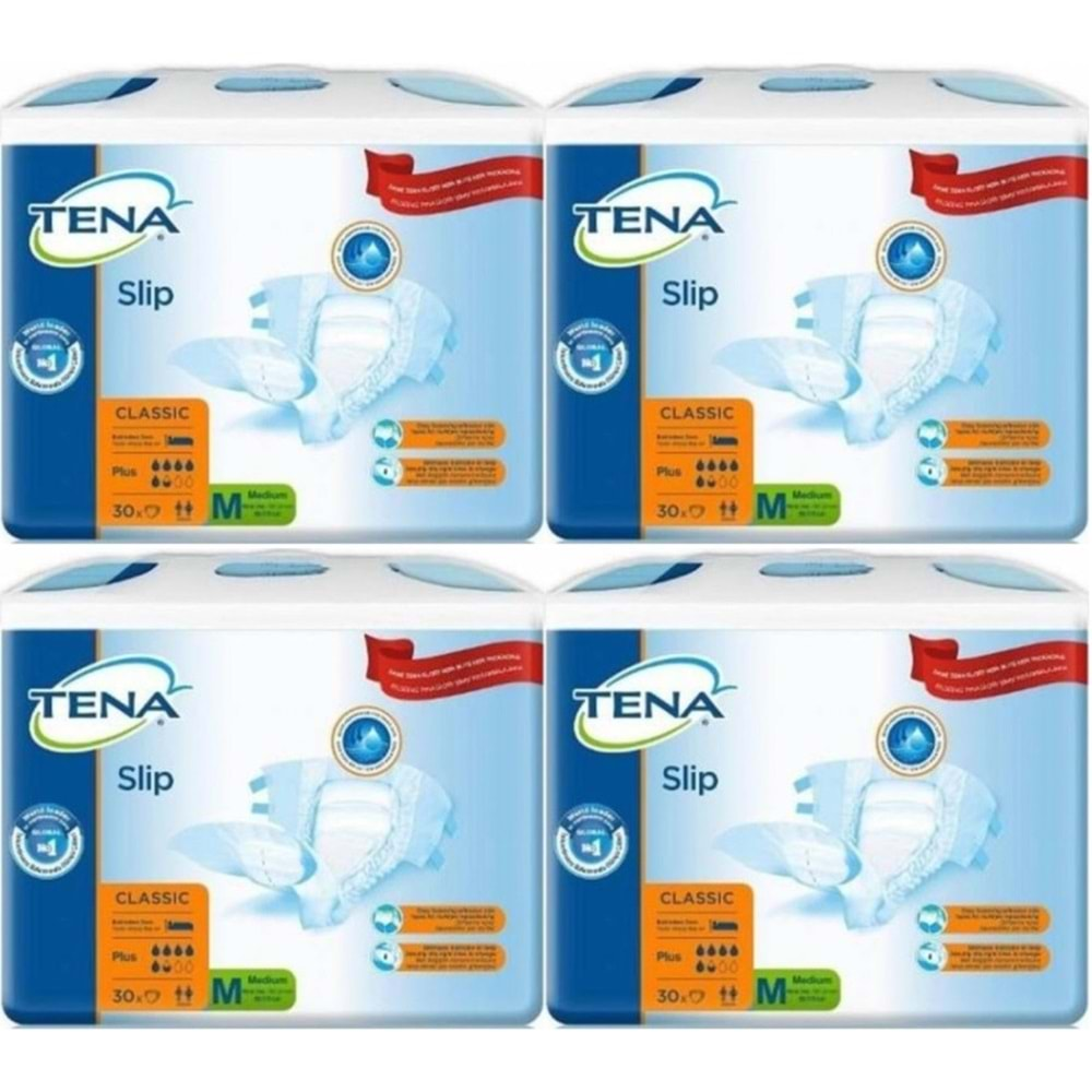 Tena Slip Polietilen Bel Bantlı Hasta Bezi M-Orta 120 Adet (4PK*30)