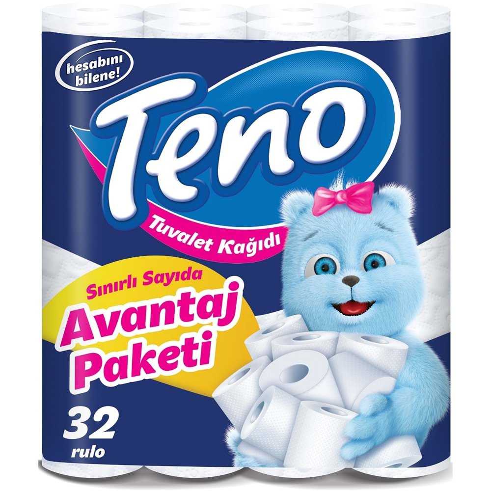 Teno Ultra Tuvalet Kağıdı Çift Katlı 96 Lü Set (3Pk*32) (Avantaj Pk Serisi)