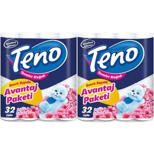 Teno Ultra Tuvalet Kağıdı Çift Katlı 64 Lü Paket Pudra Kokulu (Avantaj Pk Serisi) (2PK*32)