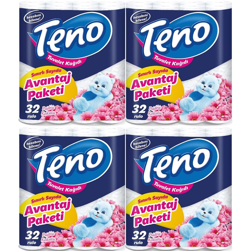 Teno Ultra Tuvalet Kağıdı Çift Katlı 128 Li Paket Pudra Kokulu (Avantaj Pk Serisi) (4PK*32)