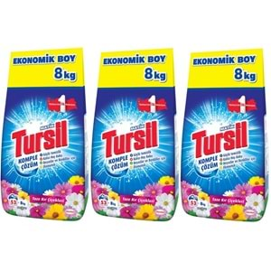 Tursil Matik Toz Çamaşır Deterjanı 24KG Taze Kır Çiçekleri (159 Yıkama) Renkli/Beyazlar İçin (3PK*8)