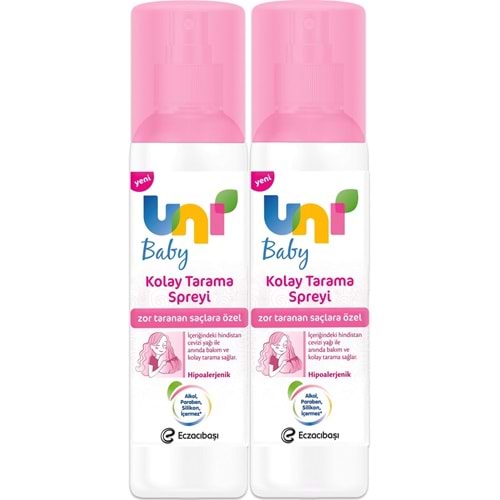 Uni Baby Kolay Saç Tarama Spreyi 200ML (Yeni) Zor Taranan Saçlara Özel (2 Li Set)