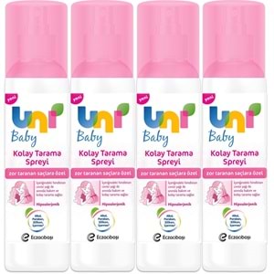 Uni Baby Kolay Saç Tarama Spreyi 200ML (Yeni) Zor Taranan Saçlara Özel (4 Lü Set)