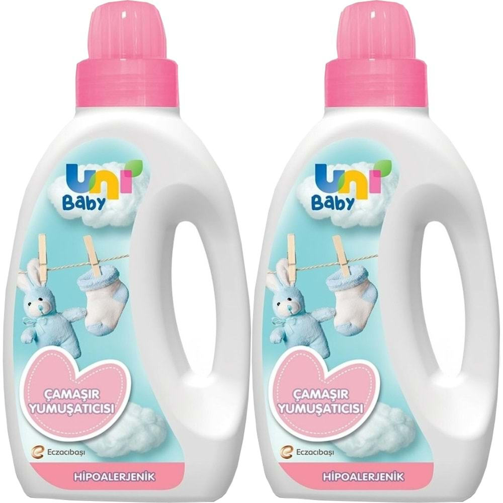 Uni Baby Çamaşır Yumuşatıcı 1500Ml Hassas Ciltler İçin/Hipoalerjenik (Pembe) (2 Li Set)