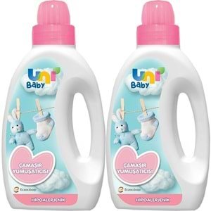 Uni Baby Çamaşır Yumuşatıcı 1500Ml Hassas Ciltler İçin/Hipoalerjenik (Pembe) (2 Li Set)