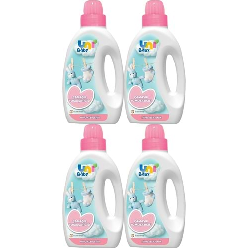 Uni Baby Çamaşır Yumuşatıcı 1500Ml Hassas Ciltler İçin/Hipoalerjenik (Pembe) (4 Lü Set)