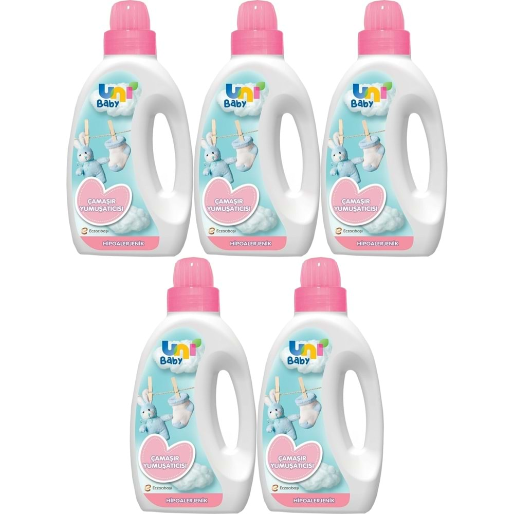 Uni Baby Çamaşır Yumuşatıcı 1500Ml Hassas Ciltler İçin/Hipoalerjenik (Pembe) (5 Li Set)