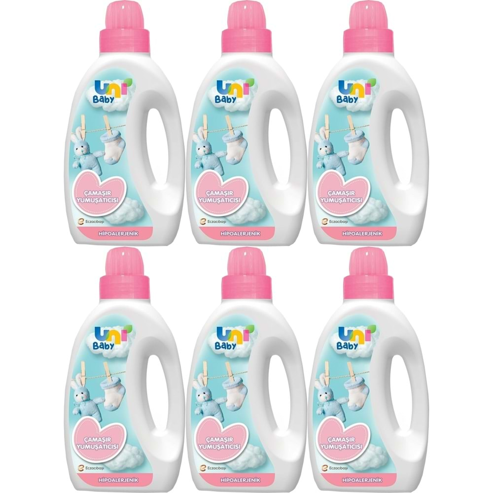 Uni Baby Çamaşır Yumuşatıcı 1500Ml Hassas Ciltler İçin/Hipoalerjenik (Pembe) (6 Lı Set)