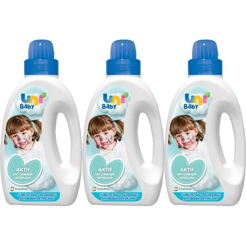 Uni Baby Sıvı Çamaşır Deterjanı 1500ML Aktif (Mavi) (3 Lü Set)