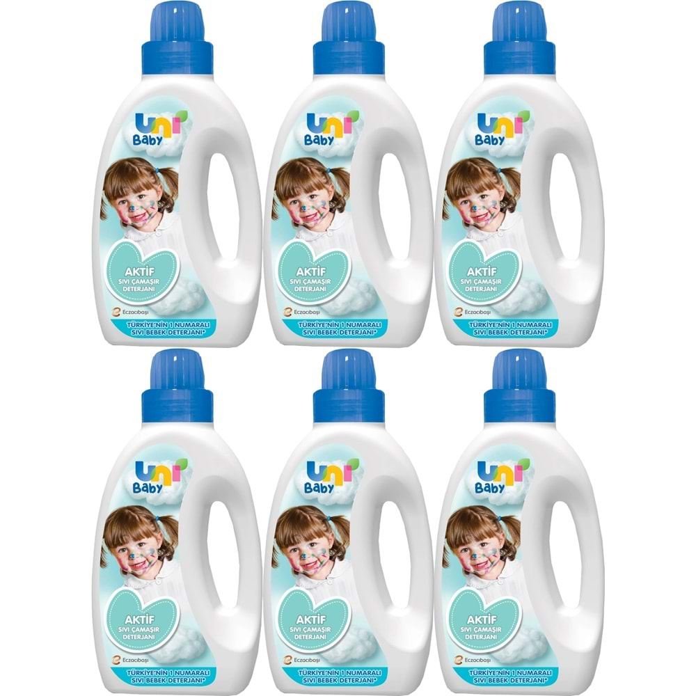 Uni Baby Sıvı Çamaşır Deterjanı 1500ML Aktif (Mavi) (6 Lı Set)