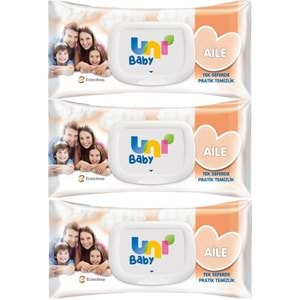 Uni Baby Islak Havlu Mendil 90 Yaprak Aile (3 Lü Set) 270 Yaprak Plastik Kapaklı