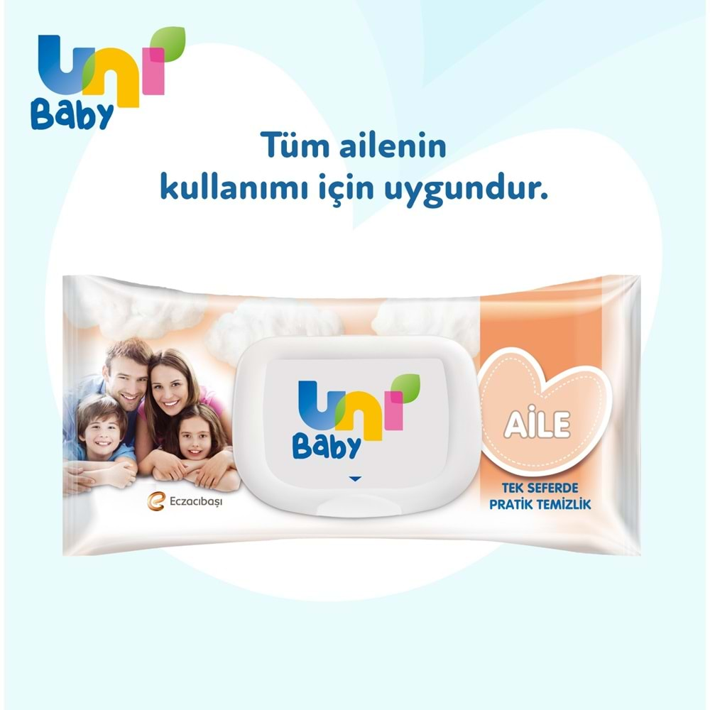 Uni Baby Islak Havlu Mendil 90 Yaprak Aile (3 Lü Set) 270 Yaprak Plastik Kapaklı