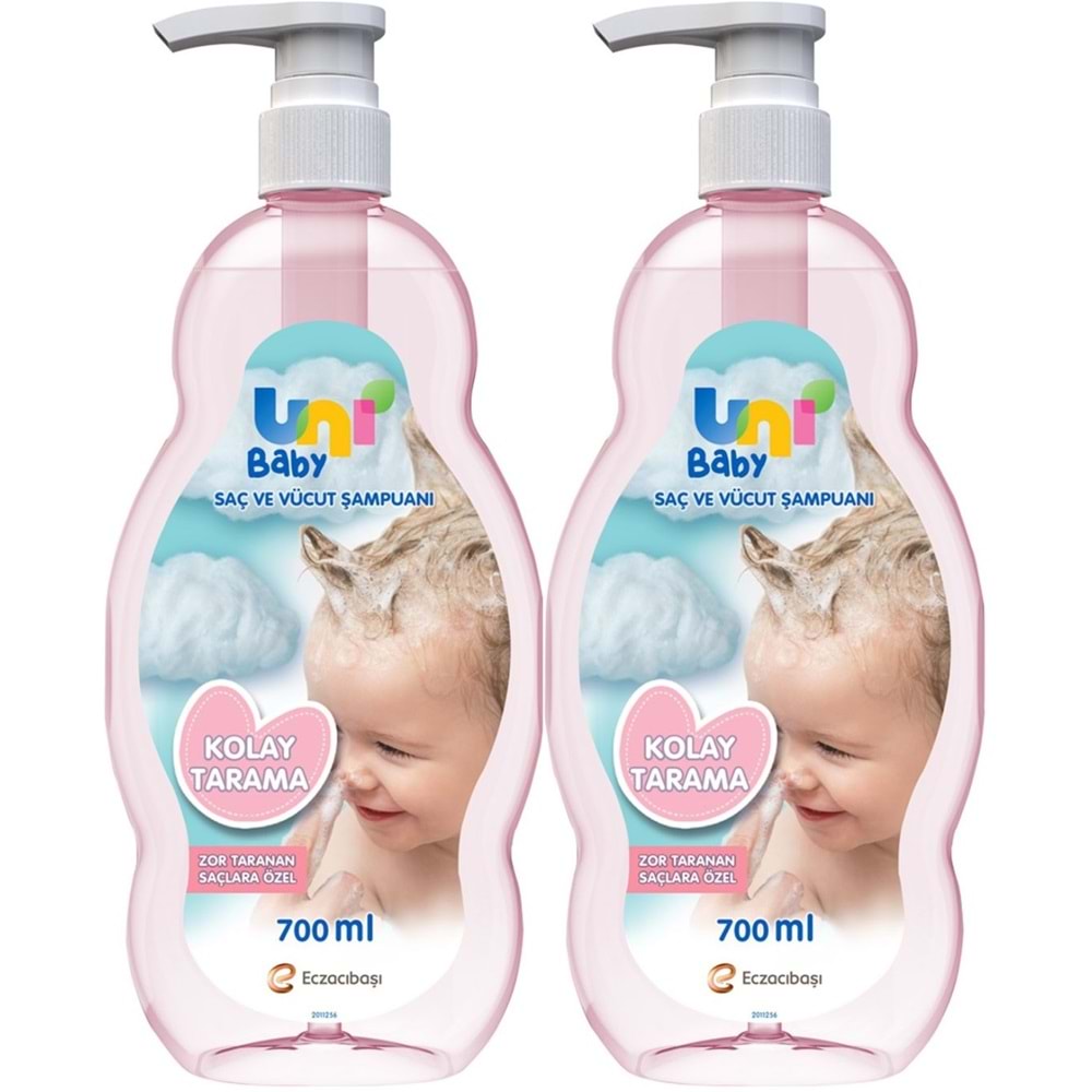 Uni Baby Bebek Kolay Tarama Saç ve Vücut Şampuanı 700ML (Pompalı) (2 Li Set)