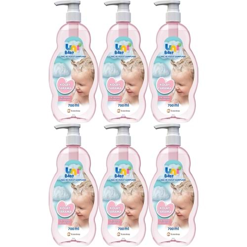 Uni Baby Bebek Kolay Tarama Saç ve Vücut Şampuanı 700ML (Pompalı) (6 Lı Set)