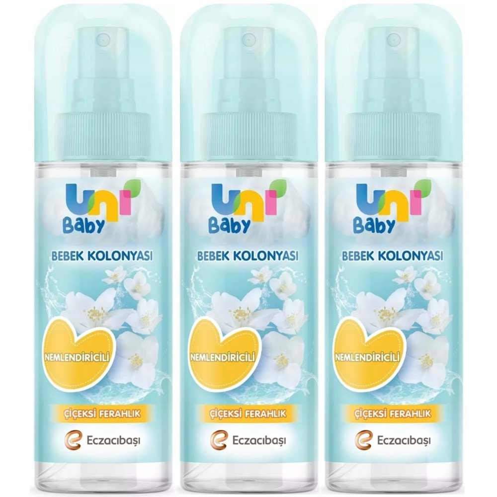 Uni Baby Bebek Kolonyası 150ML Nemlendiricili/Çiçeksi Ferahlık (3 Lü Set)