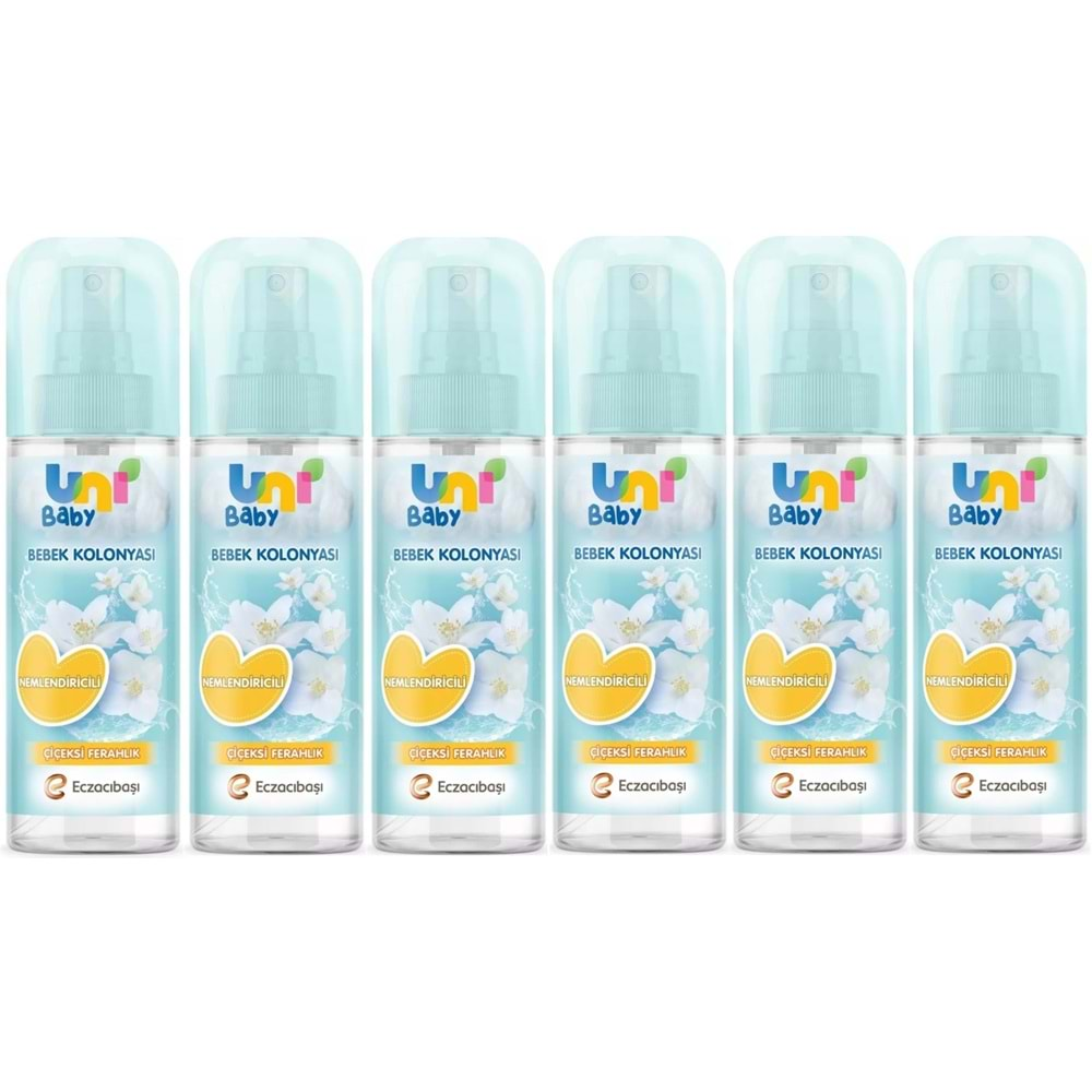 Uni Baby Bebek Kolonyası 150ML Nemlendiricili/Çiçeksi Ferahlık (6 Lı Set)