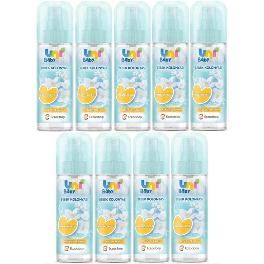 Uni Baby Bebek Kolonyası 150ML Nemlendiricili/Çiçeksi Ferahlık (9 Lu Set)