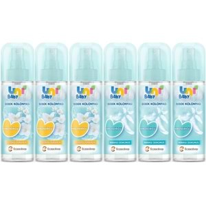 Uni Baby Bebek Kolonyası 150ML Karma Set Nemlendiricili (Bebeksi Dokunu/Çiçeksi Ferahlık) (6 Lı Set)