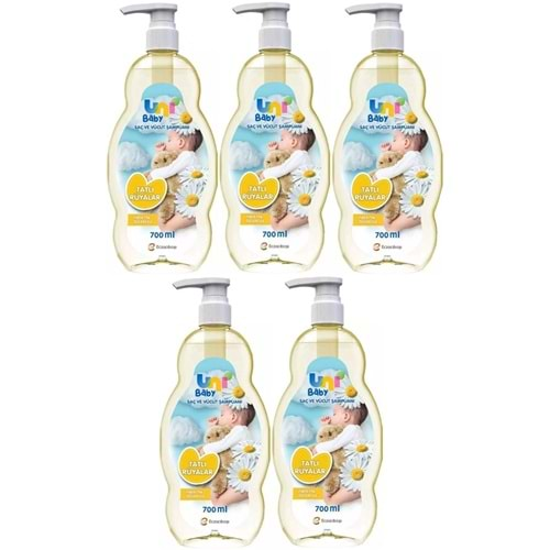 Uni Baby Bebek Şampuanı 700ML Tatlı Rüyalar (Pompalı) (5 Li Set)